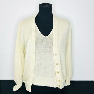Twin Set Cream/Yellow Button-Up Cardigan